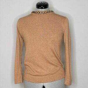 Ann Taylor Long Sleeve Rhinestone Collar Sweater